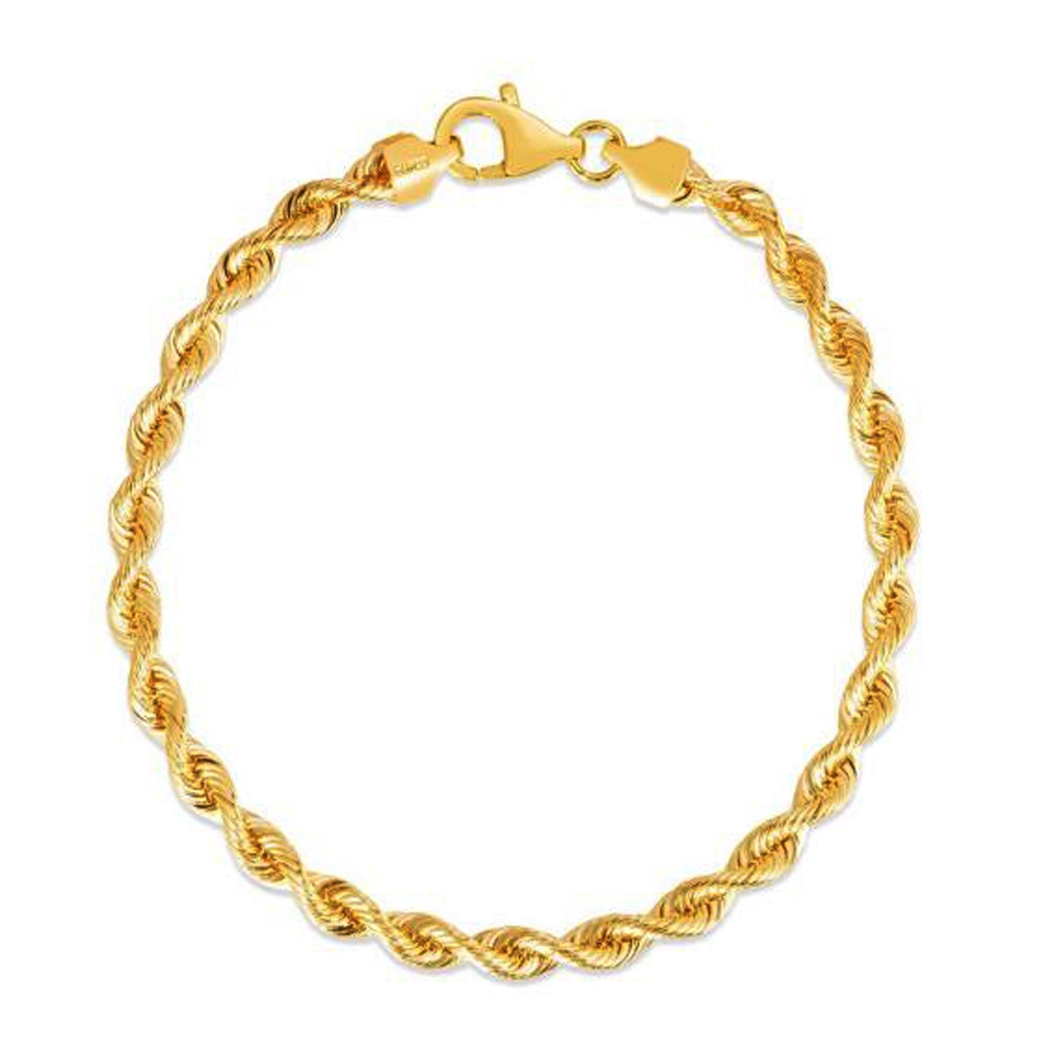 Silk Rope Chain Bracelet in 14k Yellow Gold  (4.30 mm) Bids.com