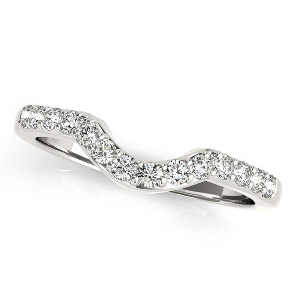 14k White Gold Pave Set Diamond Curved Wedding Band (1/4 cttw) Bids.com