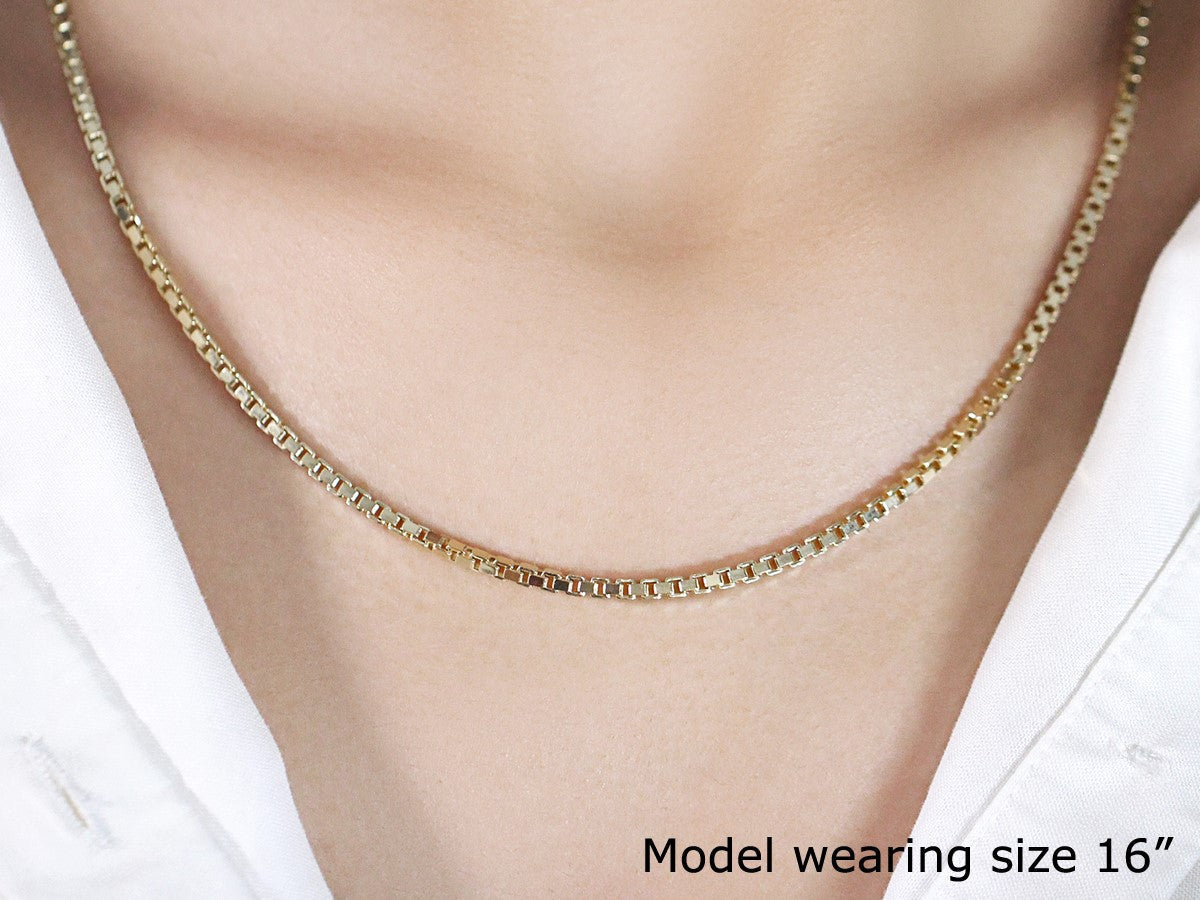 2.5mm 14k Yellow Gold Semi Solid Box Chain Bids.com