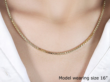 2.5mm 14k Yellow Gold Semi Solid Box Chain Bids.com