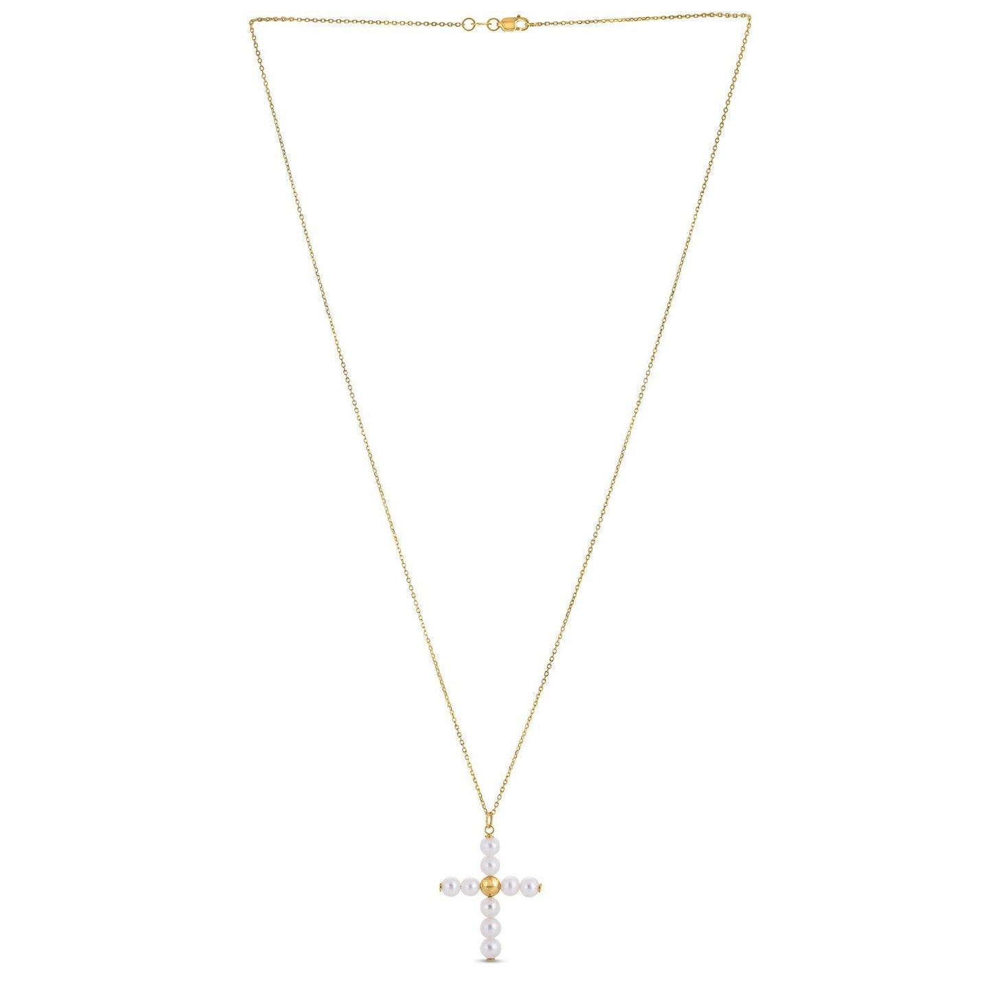 14k Yellow Gold Pearl Cross Pendant Bids.com
