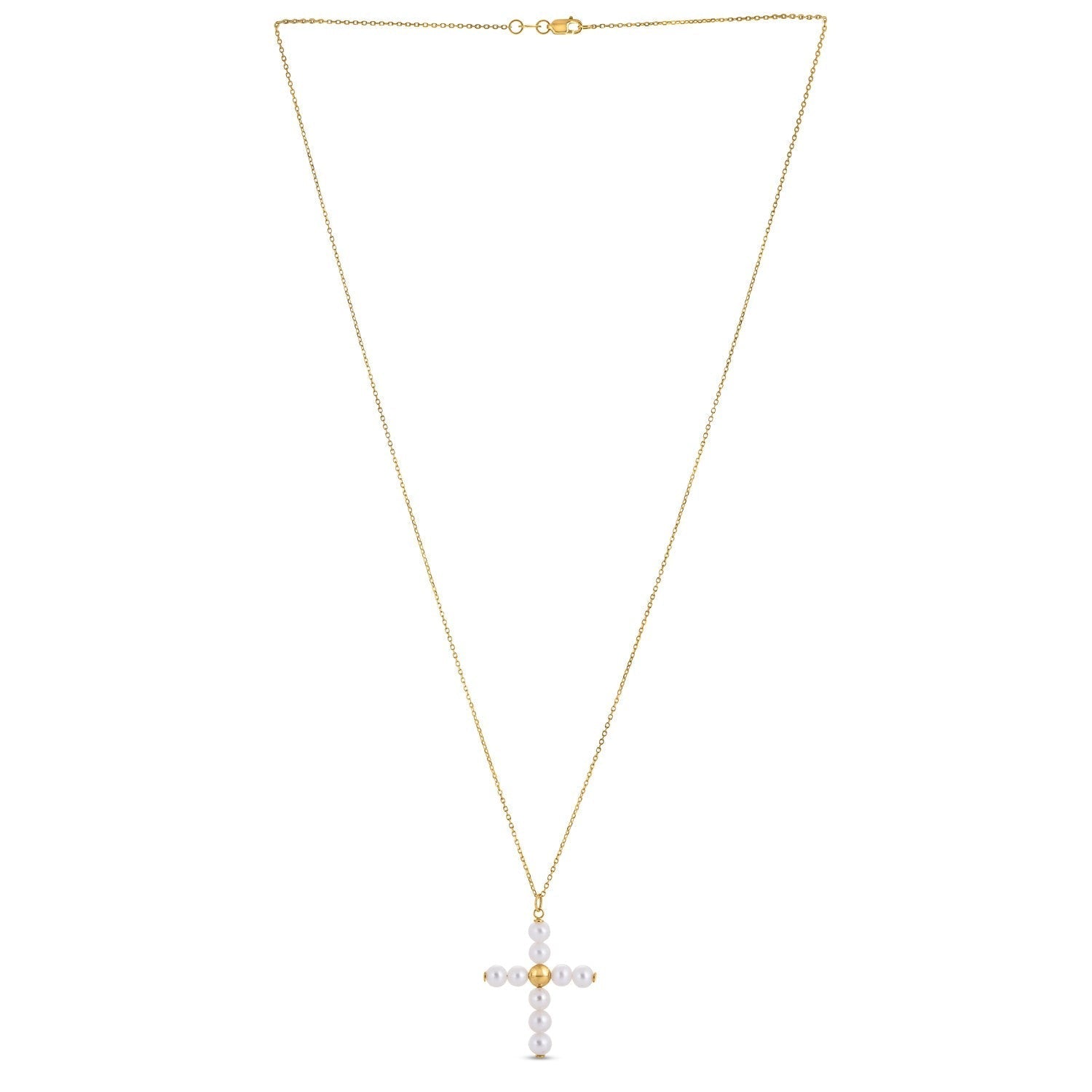 14k Yellow Gold Pearl Cross Pendant Bids.com
