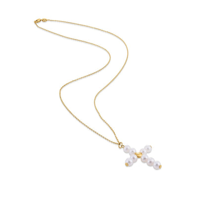 14k Yellow Gold Pearl Cross Pendant Bids.com