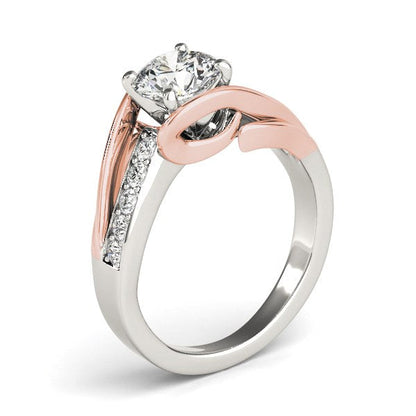14k White And Rose Gold Bypass Shank Diamond Engagement Ring (1 1/8 cttw) Bids.com