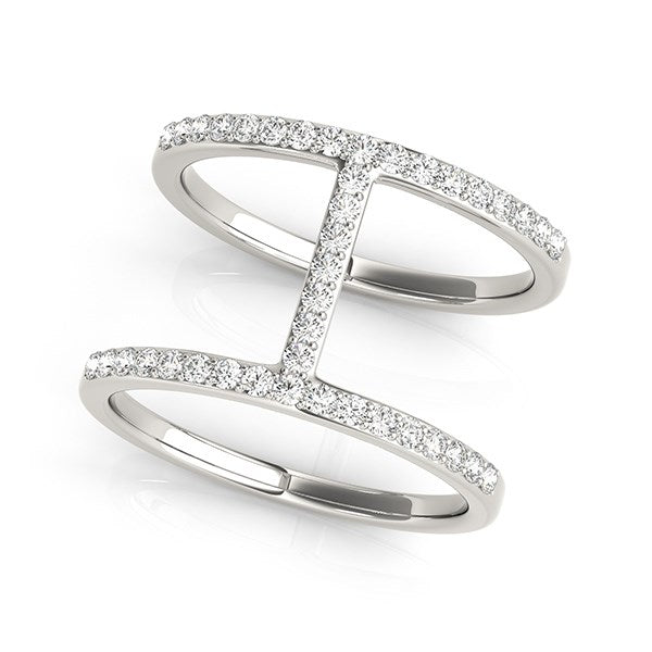 14k White Gold Dual Band Bridge Style Diamond Ring (3/8 cttw) Bids.com