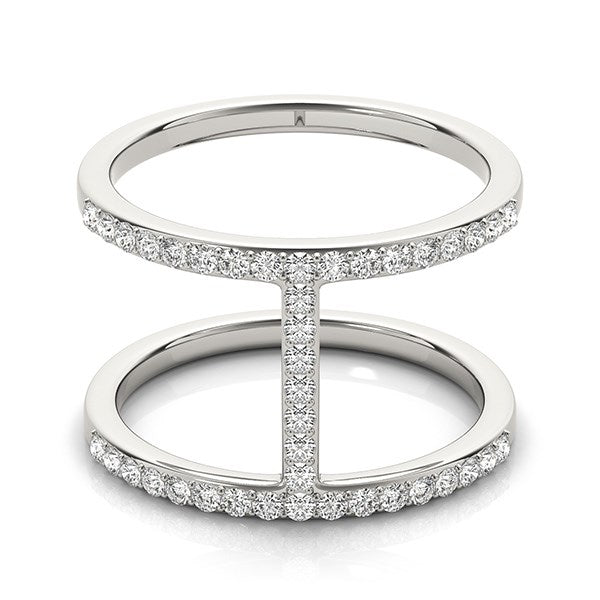 14k White Gold Dual Band Bridge Style Diamond Ring (3/8 cttw) Bids.com