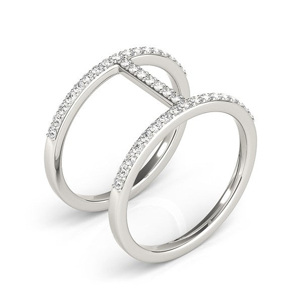14k White Gold Dual Band Bridge Style Diamond Ring (3/8 cttw) Bids.com