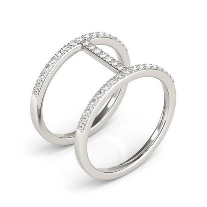14k White Gold Dual Band Bridge Style Diamond Ring (3/8 cttw) Bids.com