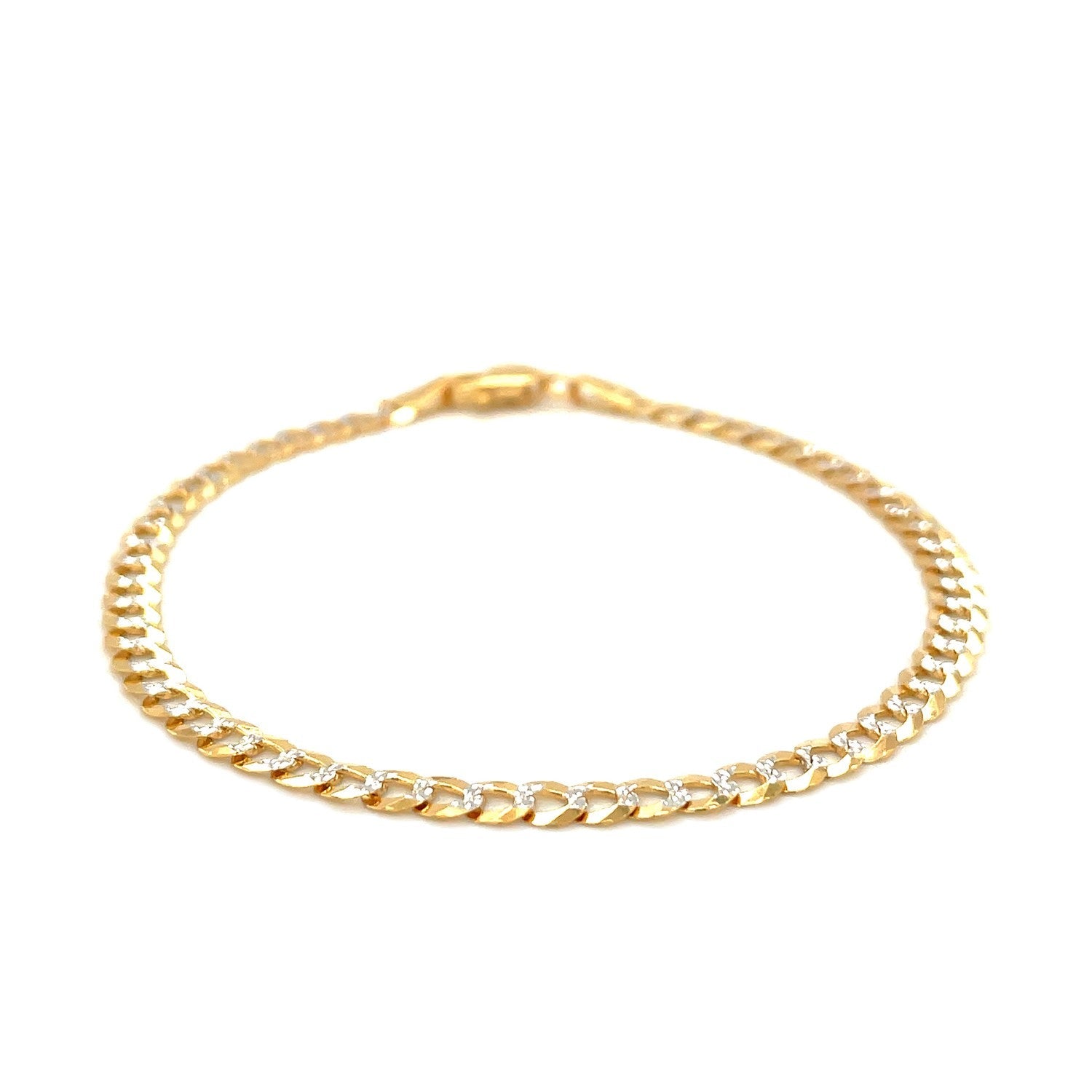 3.6mm 14k Two Tone Gold Pave Curb Bracelet Bids.com