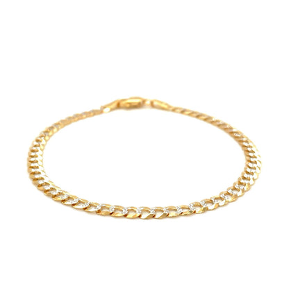 3.6mm 14k Two Tone Gold Pave Curb Bracelet Bids.com