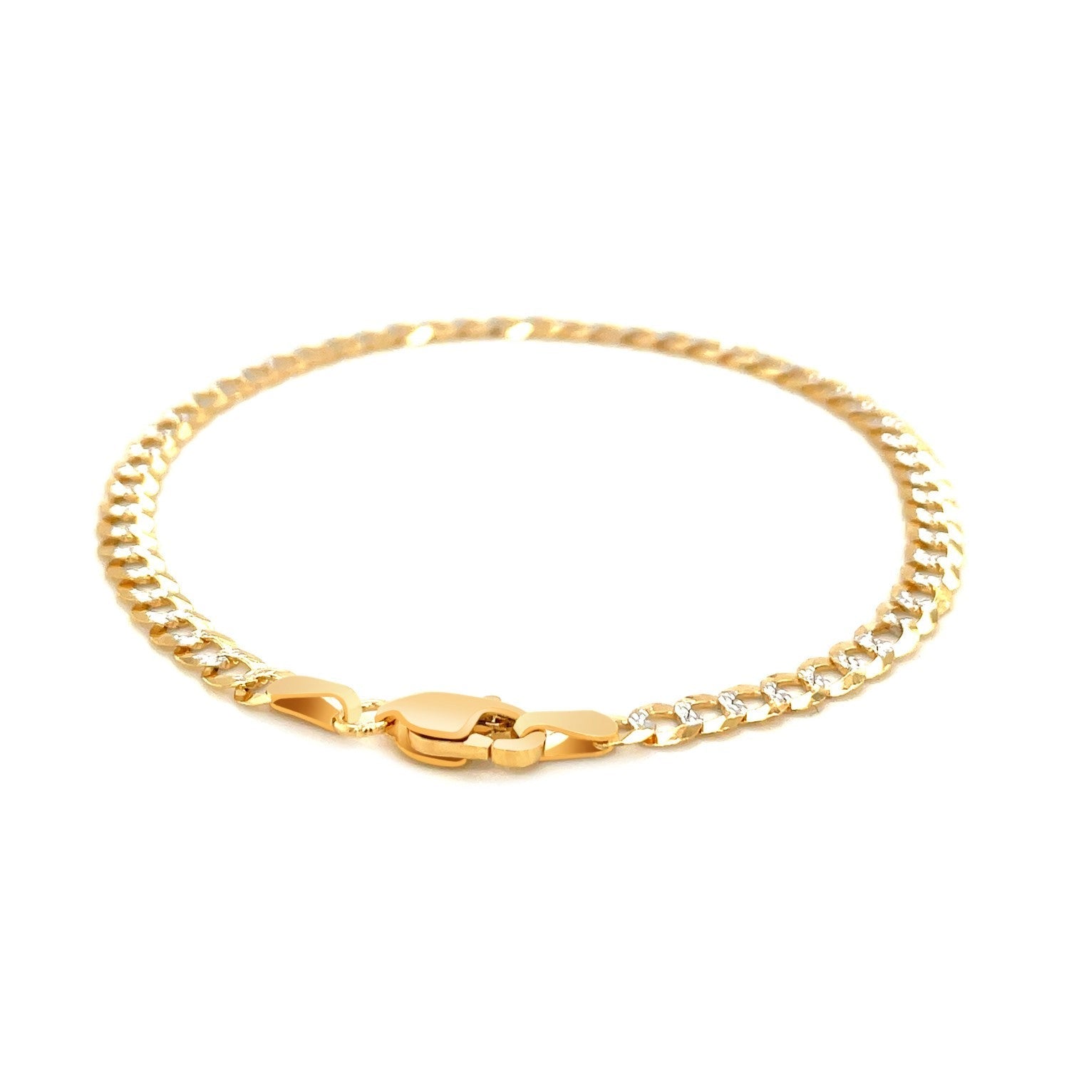 3.6mm 14k Two Tone Gold Pave Curb Bracelet Bids.com