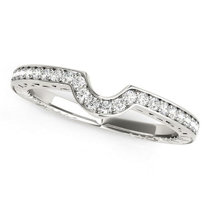14k White Gold Prong Set Curved Wedding Band (1/8 cttw) Bids.com