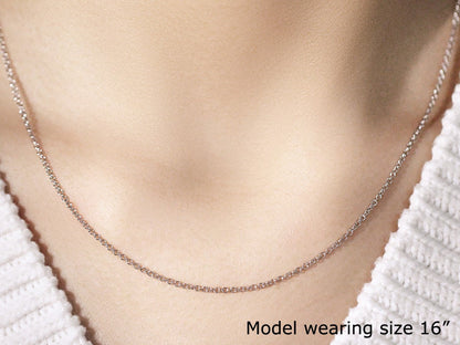 14k White Gold Round Cable Link Chain 1.5mm Bids.com