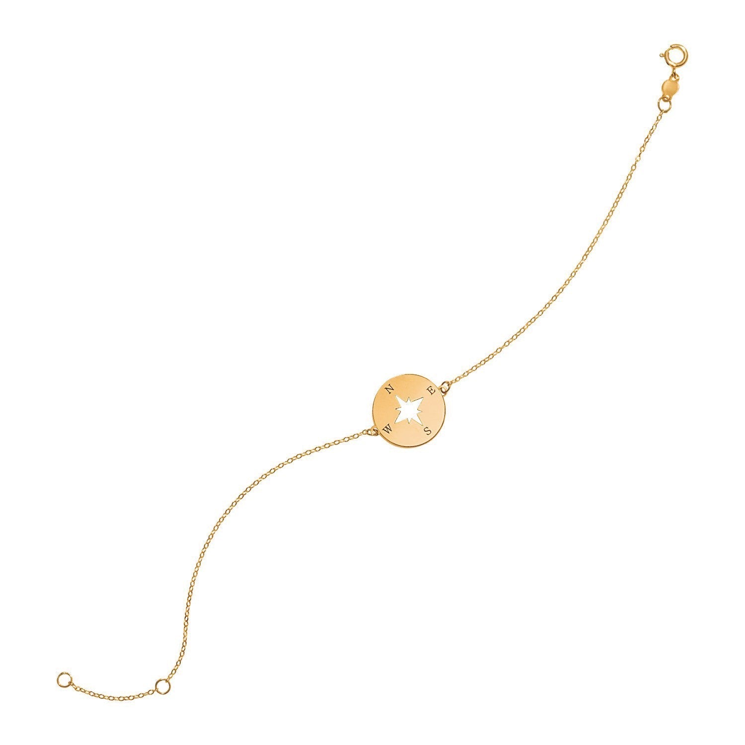 14k Yellow Gold 7 inch Bracelet with Compass Bids.com