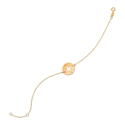 14k Yellow Gold 7 inch Bracelet with Compass Bids.com