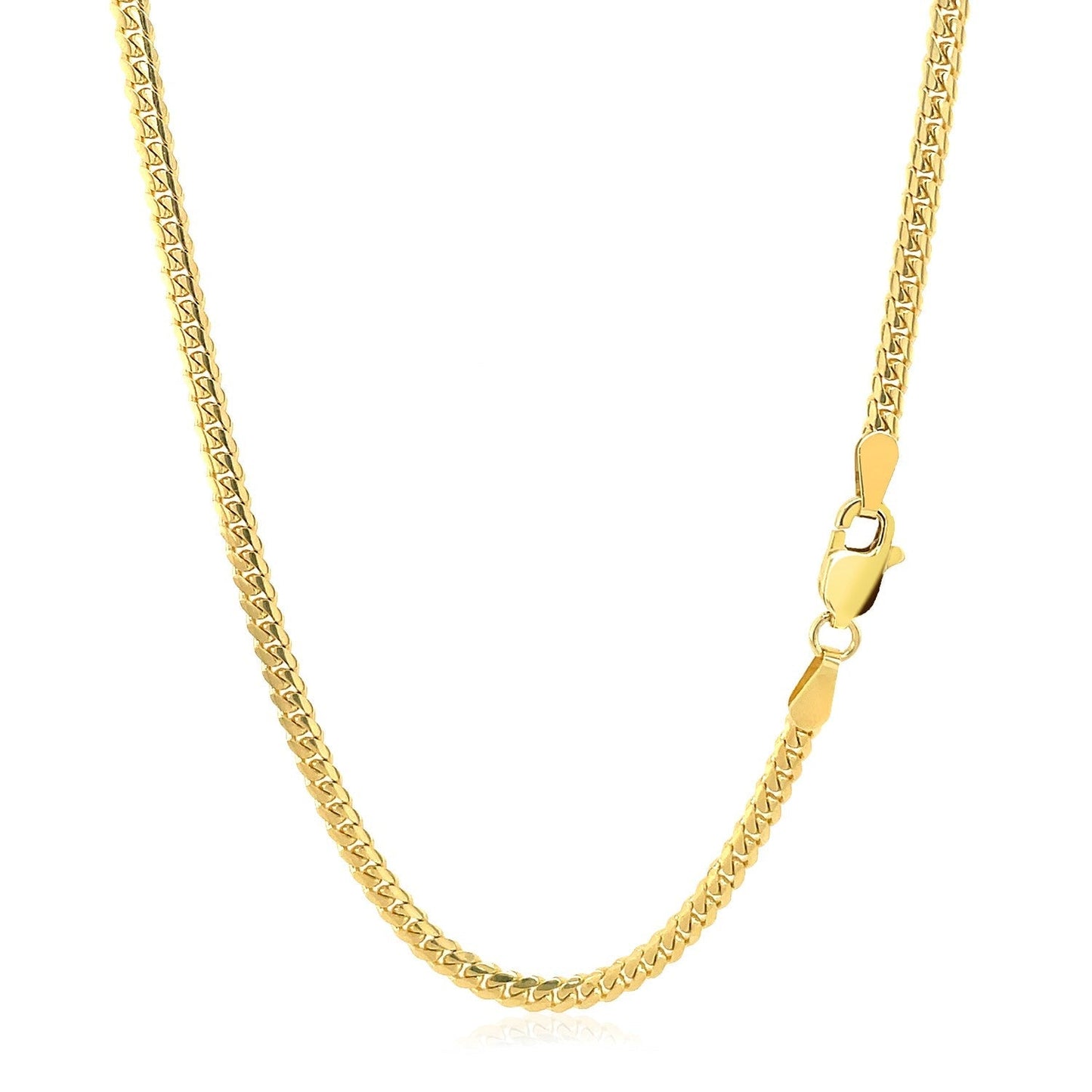 2.6mm 14k Yellow Gold Classic Solid Miami Cuban Chain Bids.com