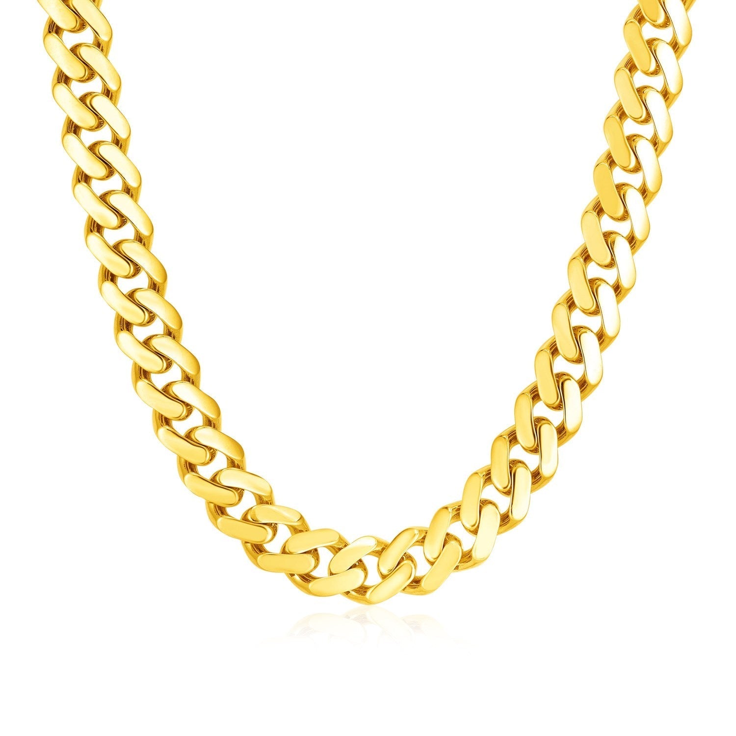 14k Yellow Gold Polished Miami Cuban Chain Necklace Bids.com