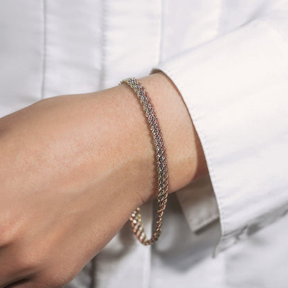 10k Tri-Toned Gold Multi-Strand Rope Chain Bracelet (6.35 mm) Bids.com