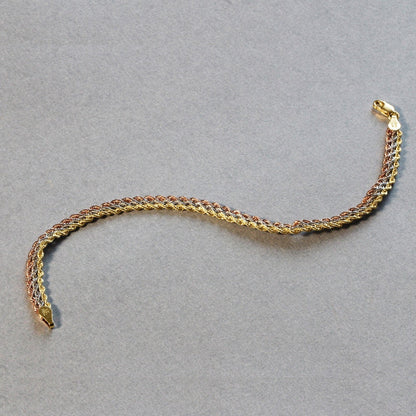 10k Tri-Toned Gold Multi-Strand Rope Chain Bracelet (6.35 mm) Bids.com