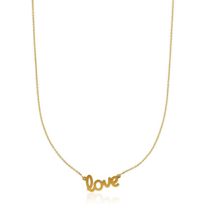 14k Yellow Gold Script LOVE Necklace Bids.com