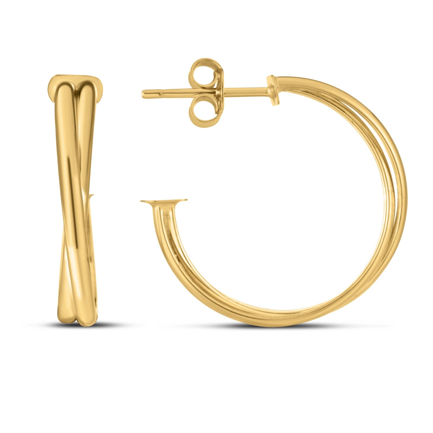14k Yellow Gold Large Crossover Hoops Bids.com