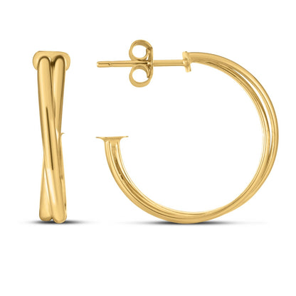 14k Yellow Gold Large Crossover Hoops Bids.com
