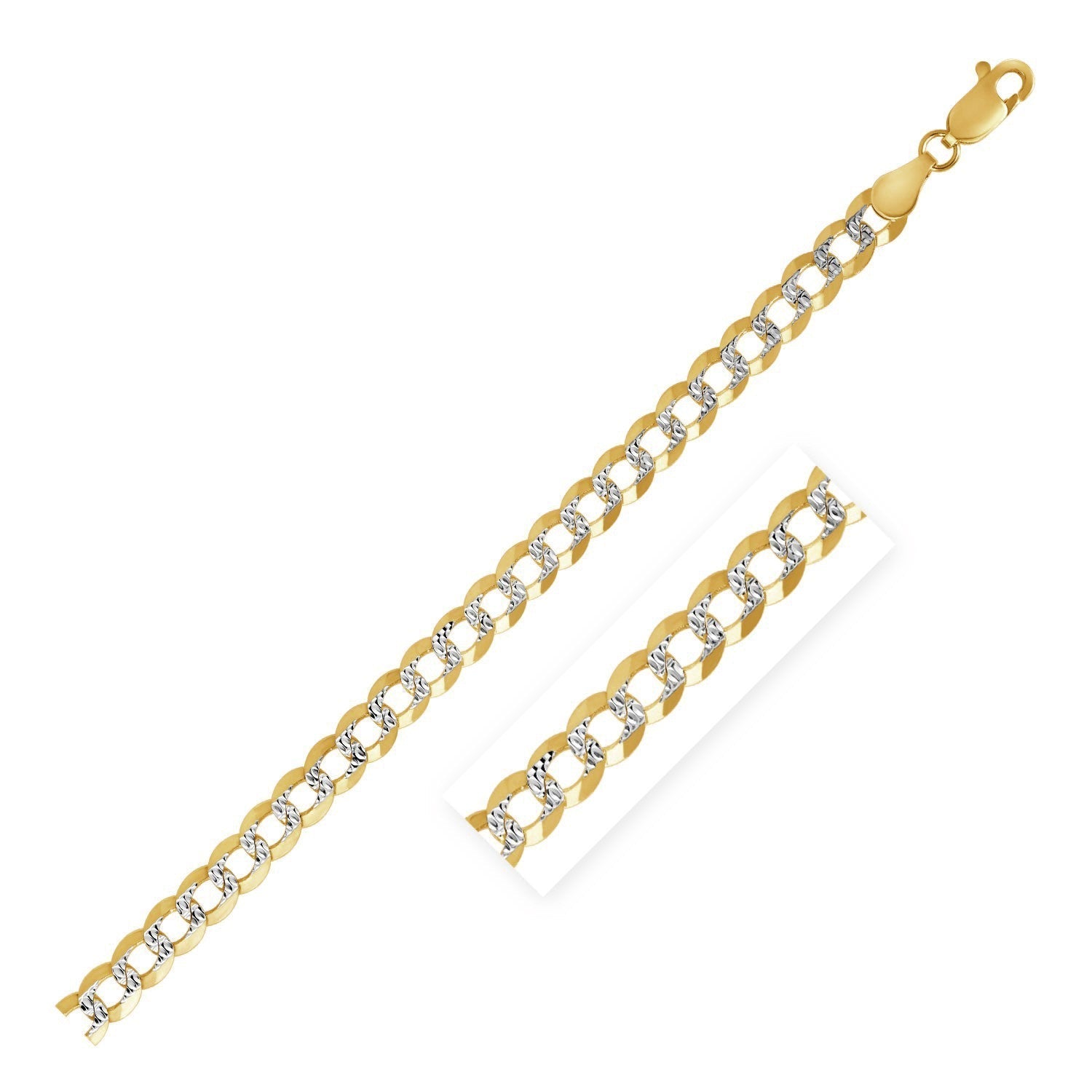3.2 mm 14k Two Tone Gold Pave Curb Chain Bids.com