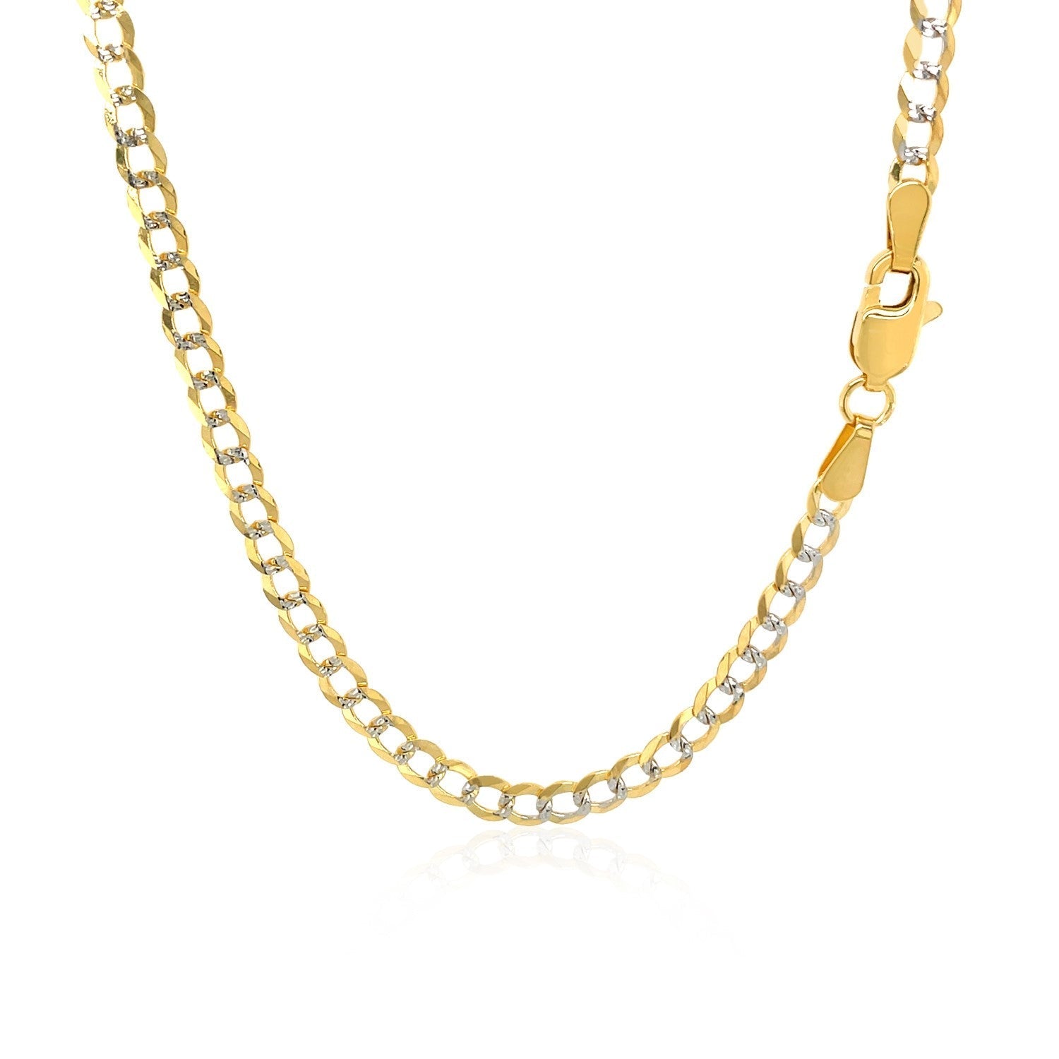 3.2 mm 14k Two Tone Gold Pave Curb Chain Bids.com