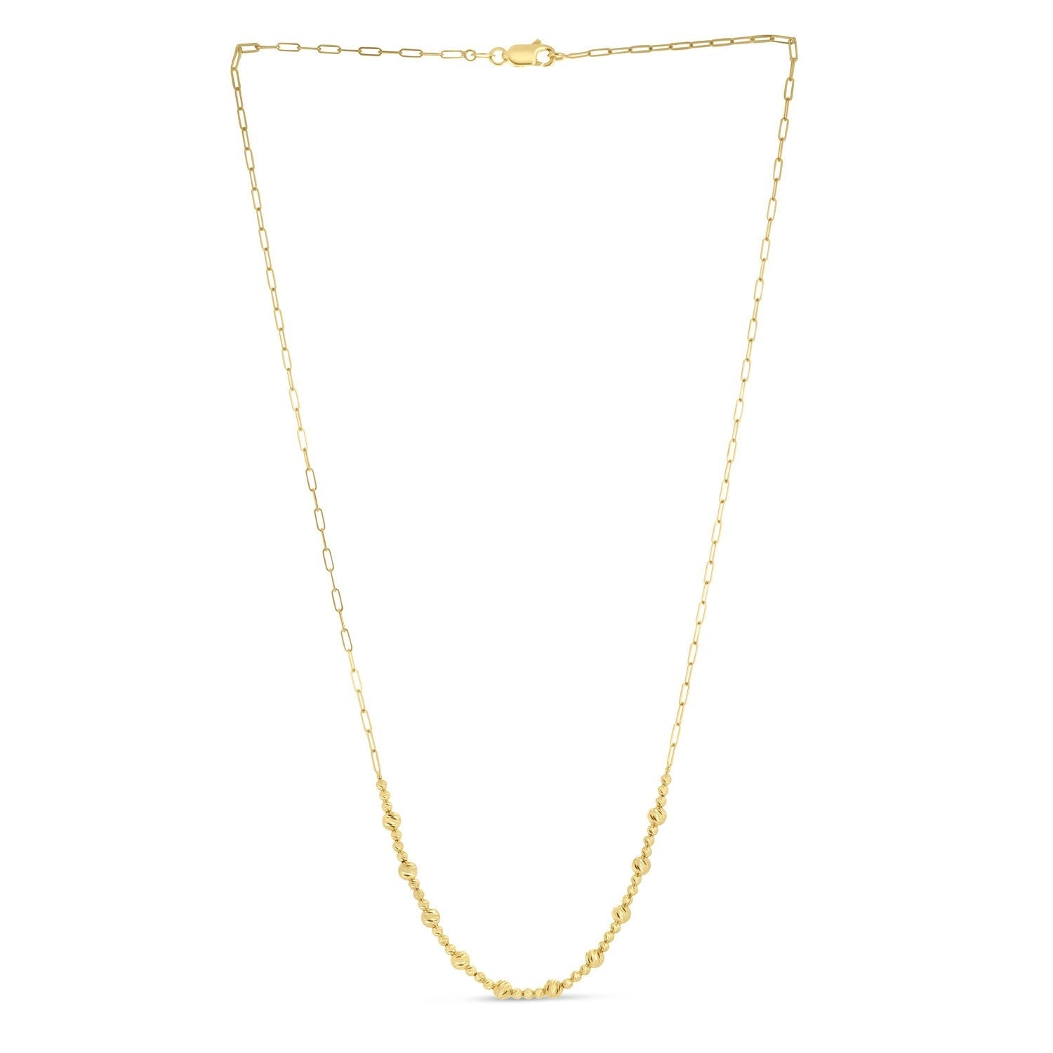14k Yellow Gold Bead Paperclip Necklace Bids.com