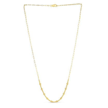 14k Yellow Gold Bead Paperclip Necklace Bids.com