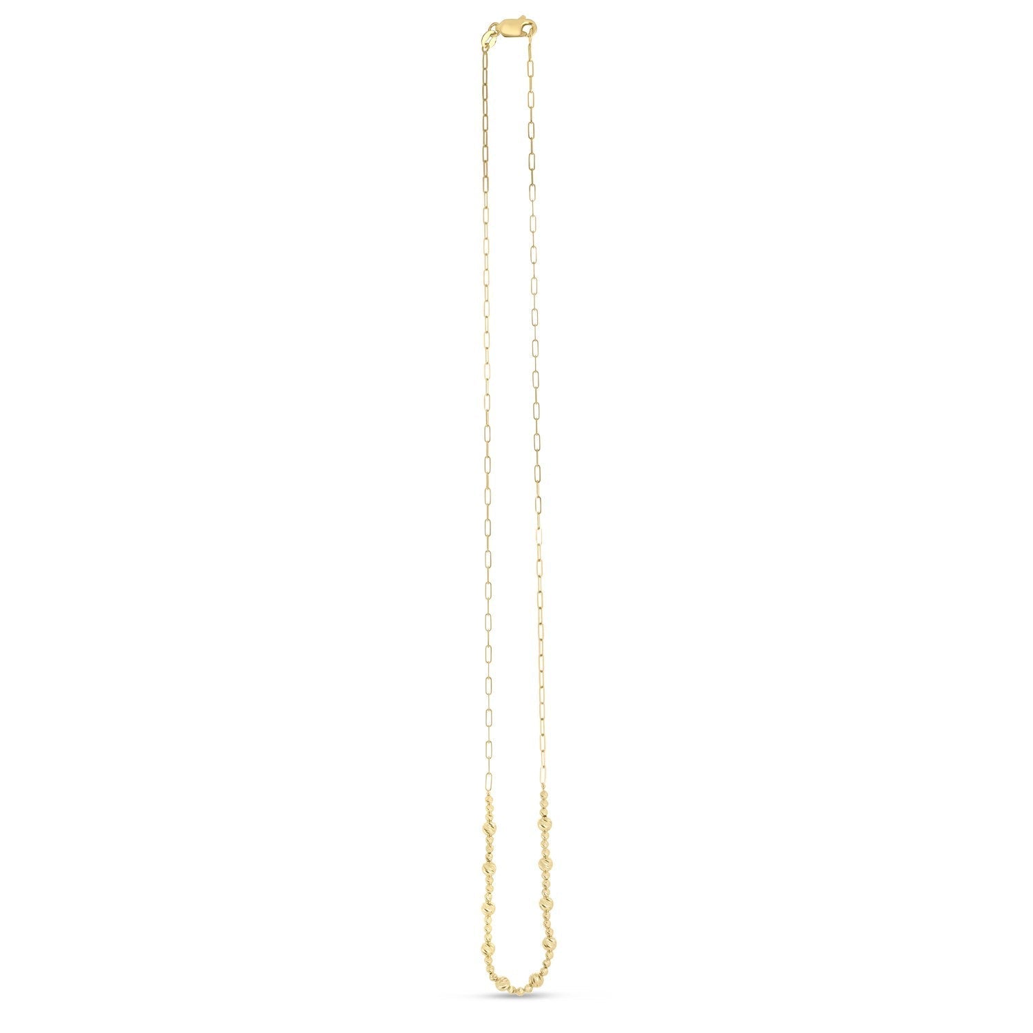 14k Yellow Gold Bead Paperclip Necklace Bids.com