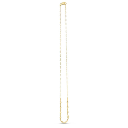 14k Yellow Gold Bead Paperclip Necklace Bids.com