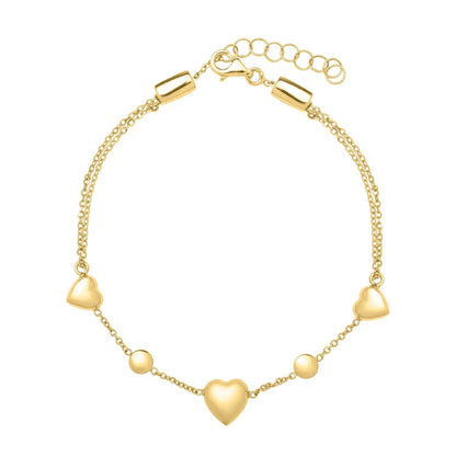14k Yellow Gold Puff Heart Adjustable Anklet Bids.com