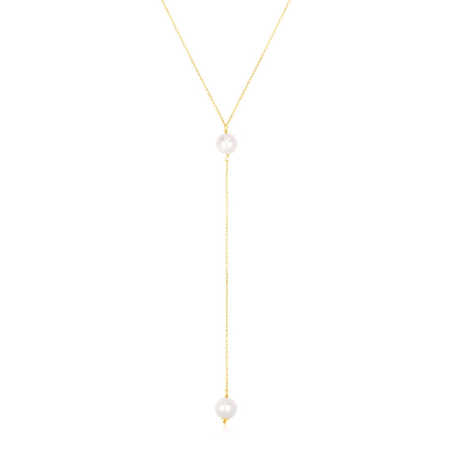 14k Yellow Gold Lariat Necklace with Pearls Bids.com
