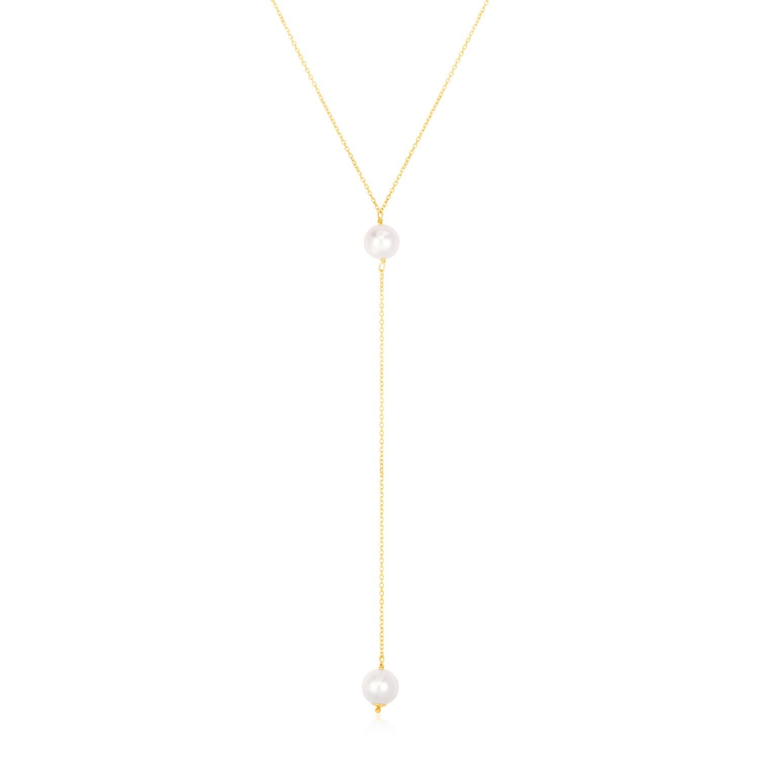 14k Yellow Gold Lariat Necklace with Pearls Bids.com