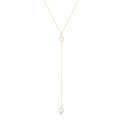 14k Yellow Gold Lariat Necklace with Pearls Bids.com