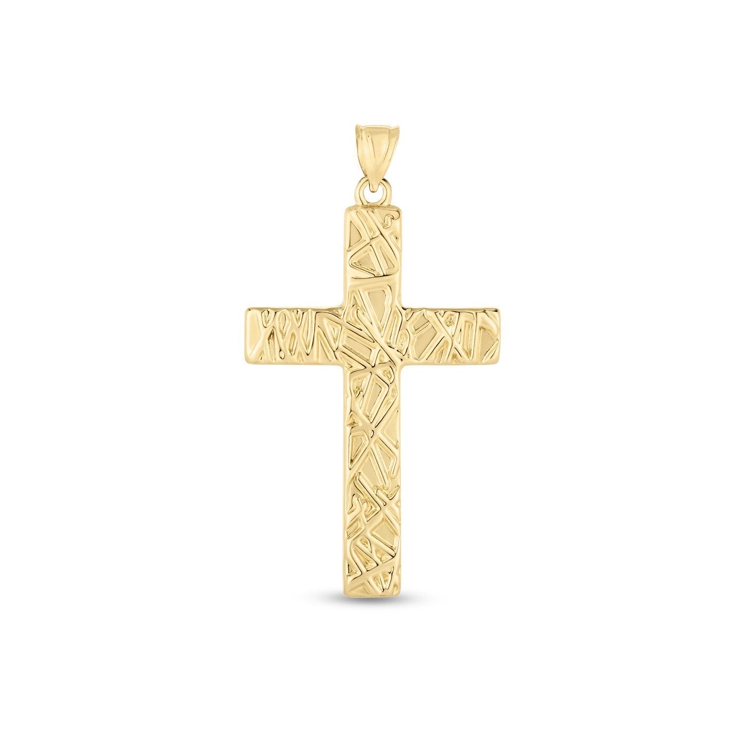 14k Yellow Gold High Polish Textured Cross Pendant Bids.com
