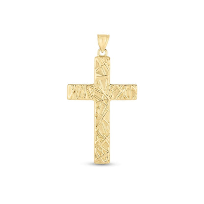 14k Yellow Gold High Polish Textured Cross Pendant Bids.com