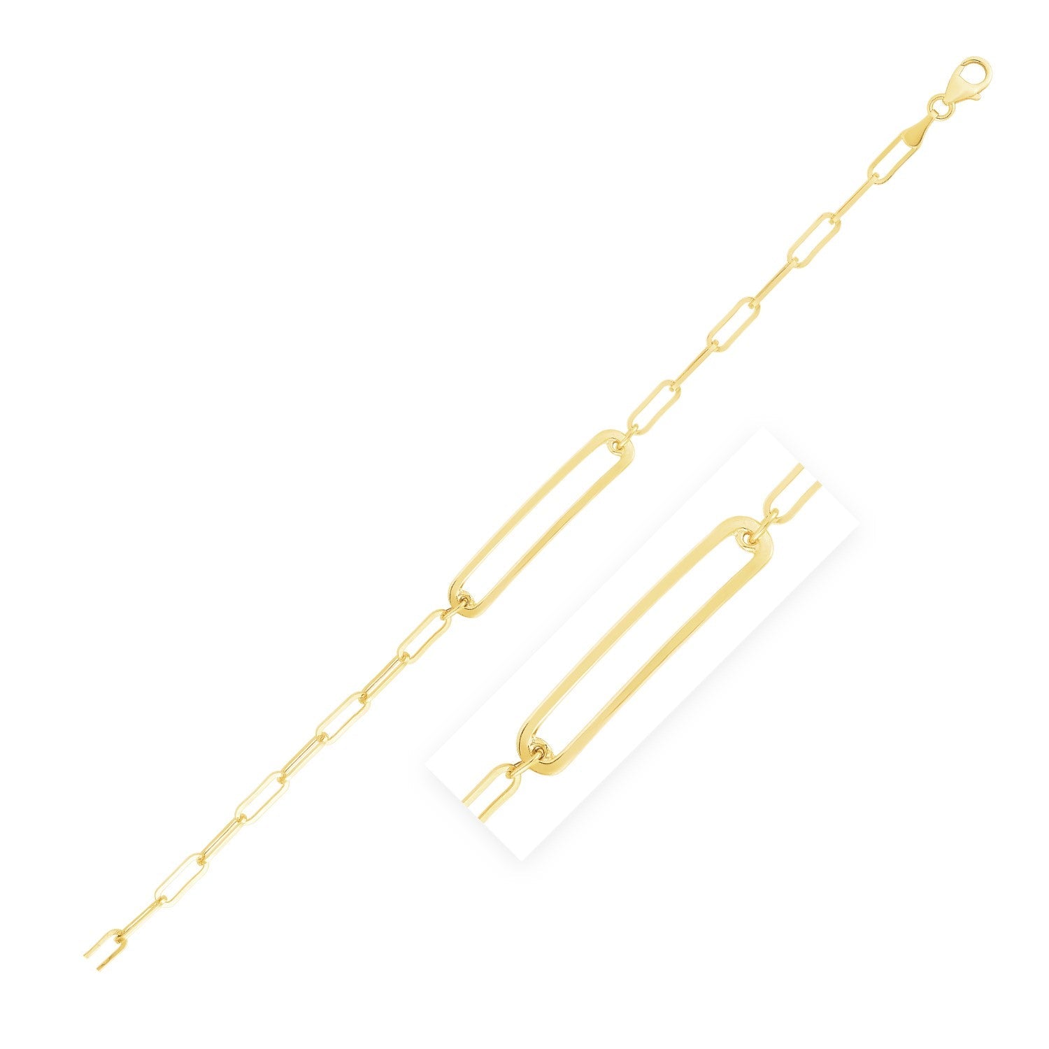 14k Yellow Gold High Polish Open Curved Paperclip Bracelet Bids.com