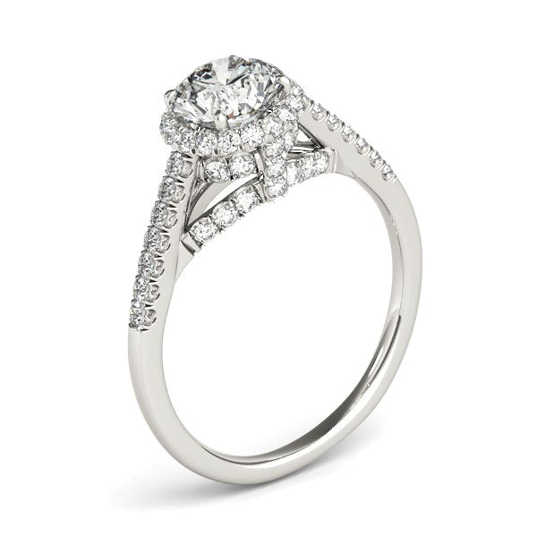 14k White Gold Round Cut Pave Set Shank Diamond Engagement Ring (1 3/8 cttw) Bids.com