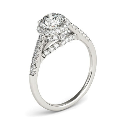 14k White Gold Round Cut Pave Set Shank Diamond Engagement Ring (1 3/8 cttw) Bids.com