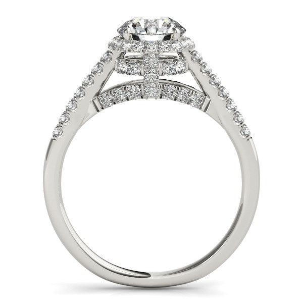 14k White Gold Round Cut Pave Set Shank Diamond Engagement Ring (1 3/8 cttw) Bids.com