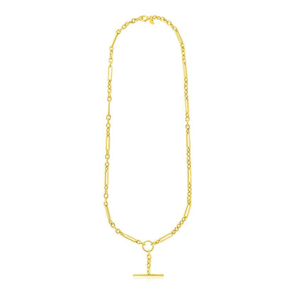 14k Yellow Gold Alternating Oval and Round Chain Necklace with Toggle Bids.com