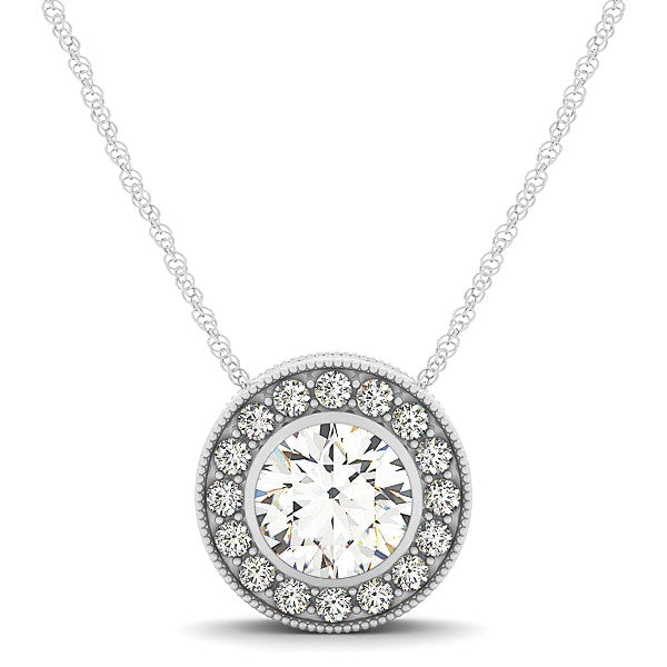 Diamond Halo with Center Bezel in 14k White Gold (5/8 cttw) Bids.com
