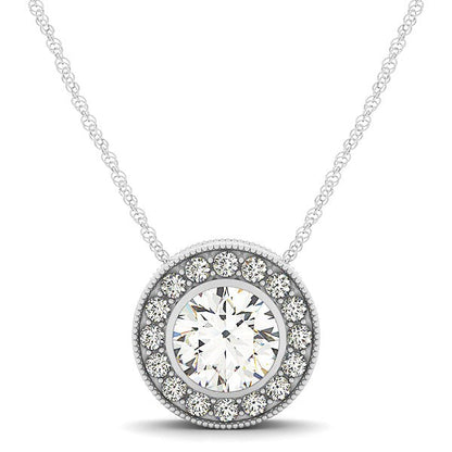 Diamond Halo with Center Bezel in 14k White Gold (5/8 cttw) Bids.com