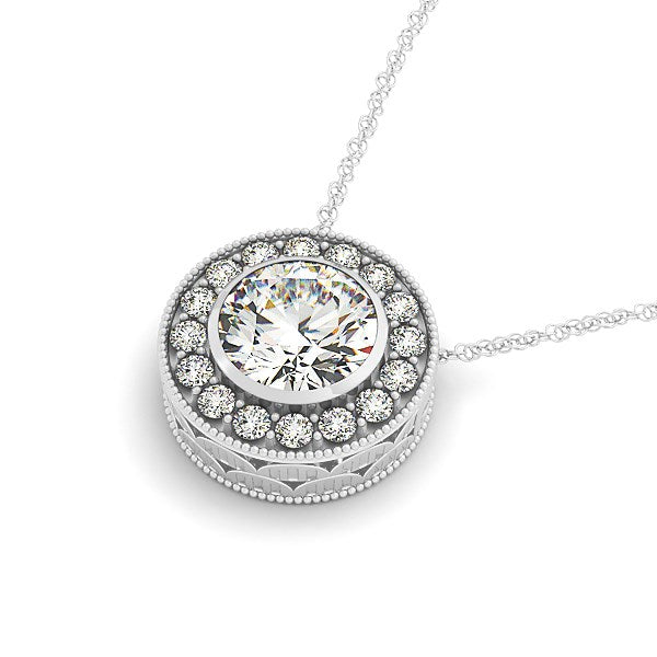 Diamond Halo with Center Bezel in 14k White Gold (5/8 cttw) Bids.com