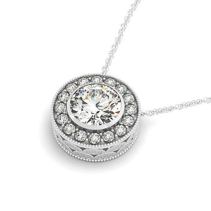 Diamond Halo with Center Bezel in 14k White Gold (5/8 cttw) Bids.com