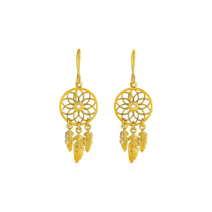 Dream Catcher Earrings in 14k Yellow Gold Bids.com