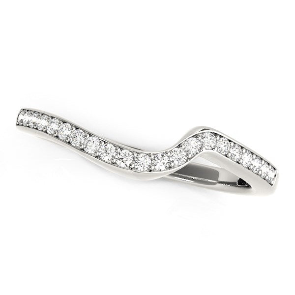 14k White Gold Modern Curved Wedding Ring (1/5 cttw) Bids.com