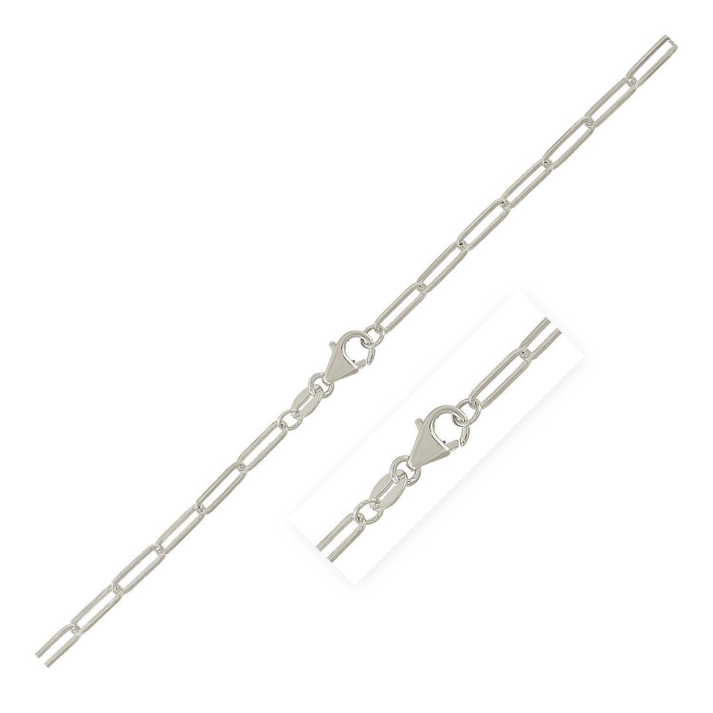 Sterling Silver Rhodium Plated Paperclip Chain (2.5 mm) Bids.com